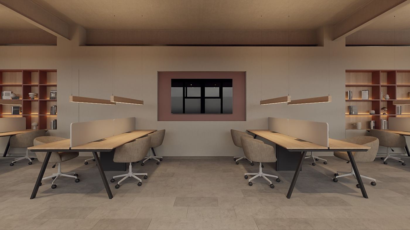 Open-plan coworking desks — artist's impression